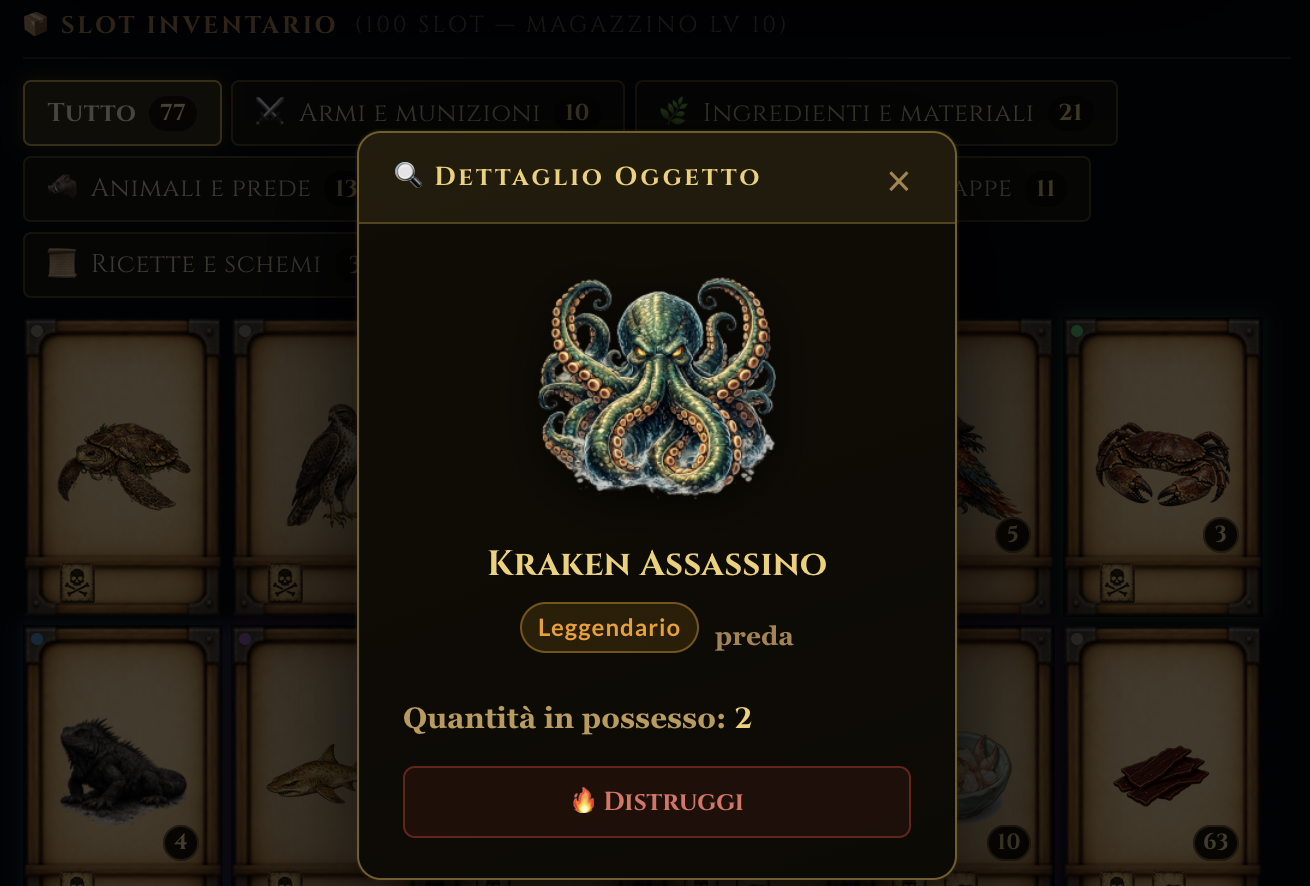L'item Kraken Catturato nella stiva o nel magazzino