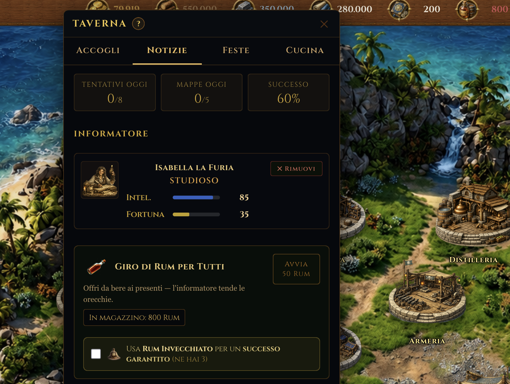 Il Giro di Rum alla Taverna con l'informatore assegnato